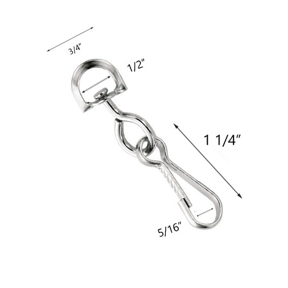 10 Small Metal Swivel J Hook Clips Free Shipping 1/2 D Ring for