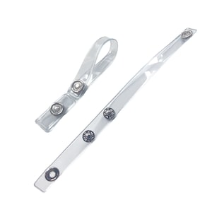 5 Pack - Long Badge Strap Clips - Fits Over Belt, Shoulder Epaulette or Work Bag - Durable Vinyl Snap Button ID Card Holder for Nurse Badge