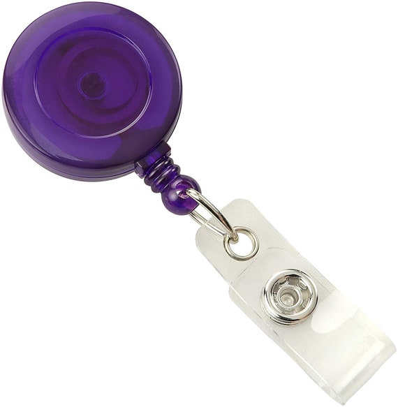 10 Translucent Purple Badge Reels - !! -- Belt Clip Retractable ID Holders - 1 1/4 Round Blanks - DIY Bulk Crafting Supplies