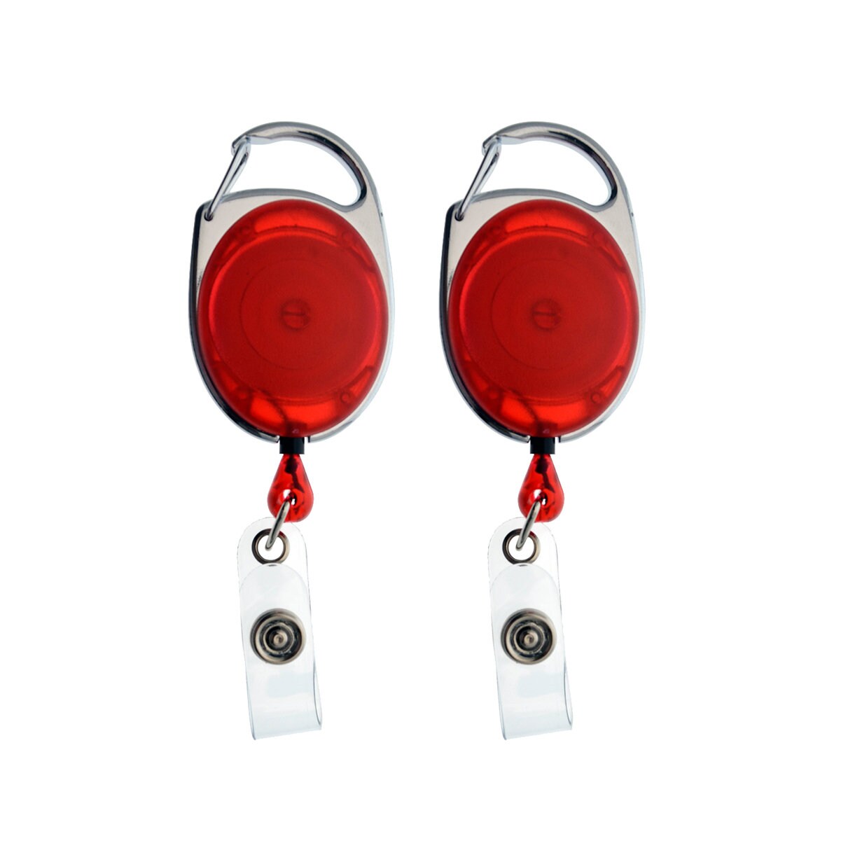 2 Pack - Specialist ID Premium Retractable Badge Reels with Carabiner Belt Loop Clip and ID Holder Strap by Specialist ID (Red)