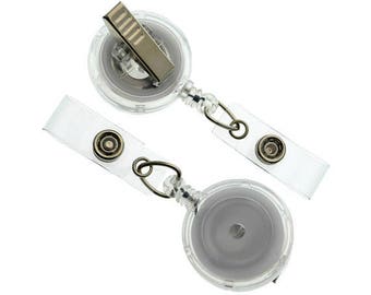 100 Clear Badge Reels - Free Shipping! - SWIVEL Pinch Clip ( 360 Alligator) Retractable ID Holders - Bulk Crafting Supplies (2120-7621-Q100)