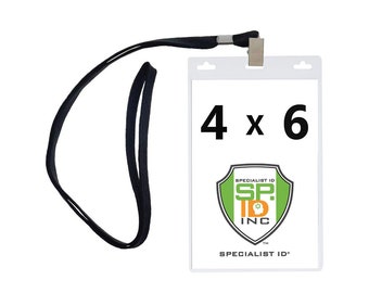 10 Pack - 4x6 Badge Holders with Lanyards - Free Ship!! - Large Sleeve Pouches w/ Neck Straps- 4 X 6 Inch Ticket / Credential Protectors