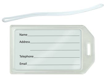100 Clear Luggage Tag Holders Free Shipping!!  6&quot; Worm Loops Included - Frosted Translucent Back / Great for Customizing (1840-6200-Q100)