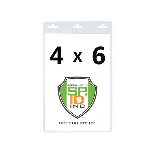 Vertical Oversized 4x6 Vinyl ID Holders - Ships Free from USA - Clear Large Sleeve Pouches - DIY Media, Press Pass, Photo, Ticket Holder