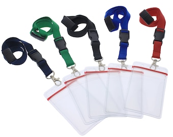 5 Cruise Lanyards with Badge Holders - Vertical ID Display Water Resistant Pouch & Detachable Lanyard (SPID-9010-ASSORTED)