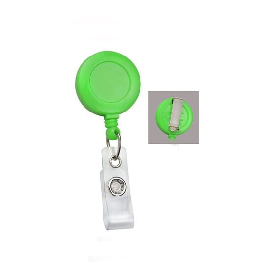 5 Pack Neon Green Badge Reels Free Ship Belt Clip Retractable ID Holders 1  1/4 Round Blank DIY Bling Decorations Crafting Supplies 