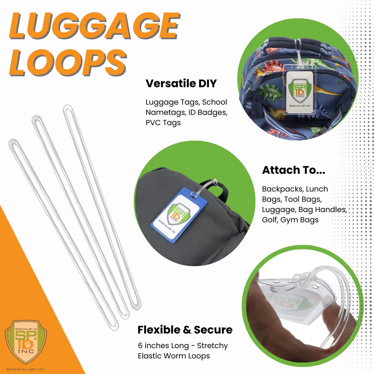 100 Pack 6-Inch Clear Plastic Luggage Tag Straps - Premium Worm Loops For Luggage Tags