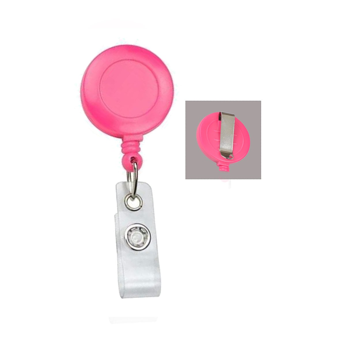 5 Pack - Hot Pink Badge Reels - Retractable ID Holders with Zip Cord Bright Neon Pink with Metal Belt Clip by Specialist ID (Pink)