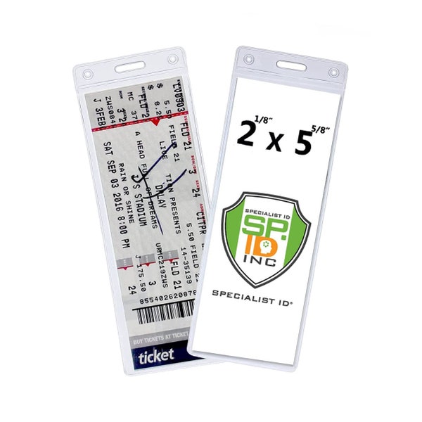 2 Pack - 2 1/8 x 5 5/8   Plastic Ticket Stub Holders - Free Ship! -  Ticketmaster Compatible Pouch - Display Sporting Event, Concert Ticket