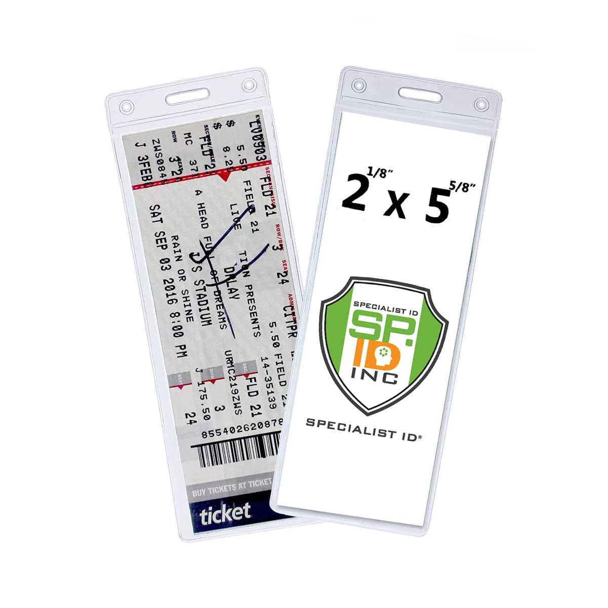 10 Pack - 2 1/8 X 5 5/8 Plastic Ticket Stub Holders - Free Ship