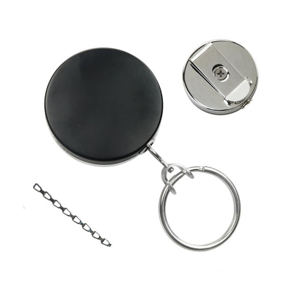 Retractable Badge Reel With Steel Key Chain Link Cable Ships Free