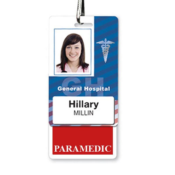 EMT Emergency Medical Technician, Vertical Badge Buddy with Red Border