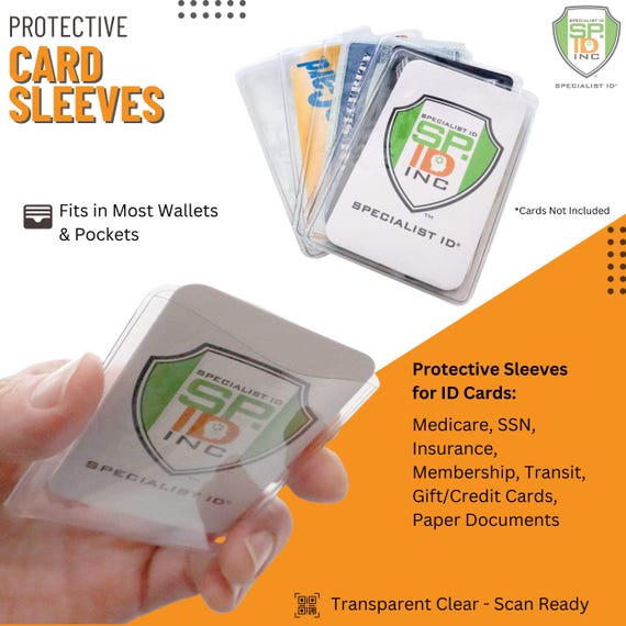 social security card sleeve Amazon.com: 10 Pack Social Security Card Protector/Medicare Card Protector  Sleeve/Social Security Card Holder/Credit Card Sleeves/Protective case for  Drivers License、Credit Card 、SSN Card，3.8x2.32in., Clear : Clothing, Shoes  & Jewelry main image 1