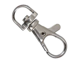 10 Pack - Metal Lobster Claw Clasp Hook Craft Findings - Free Ship - 1.5 Inch Silver Tone Clip w/ 360 Swivel -Round Eye D Ring SPID-9530-Q10