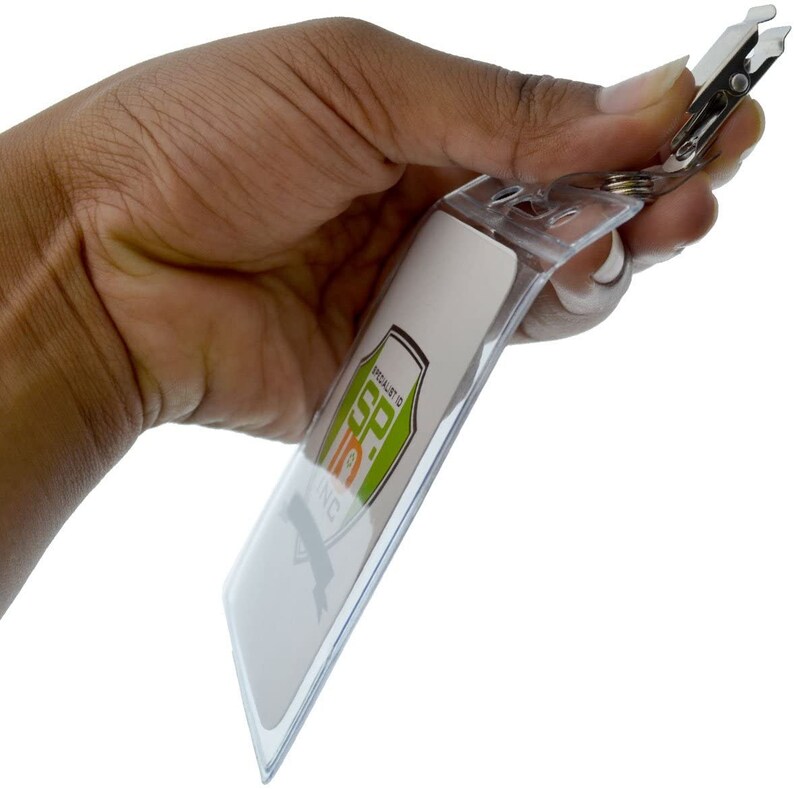 25 Clear Vertical ID Badge/name Tag Holders With Metal Bulldog Etsy