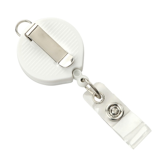5 Badge Reels With Large 1 Inch Surface Lanyard Attachment Top & Belt Clip  White Round Retractable ID Holders Bulk Crafting Supplies -  Canada
