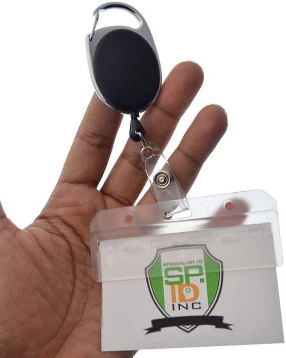 Paquet de 2 porte-clés rétractables, porte-badge mousqueton