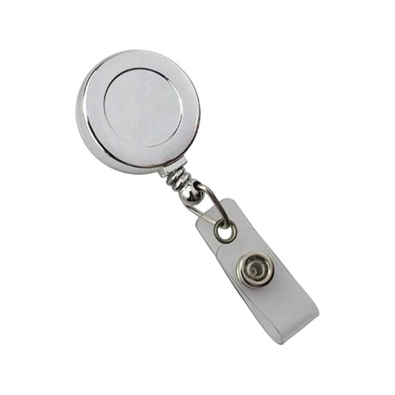Shiny Silver Badge Reel Free Shipping Belt Clip Retractable ID Holders 1  1/4 Round Blank DIY Bling Decorations Crafting Supply 