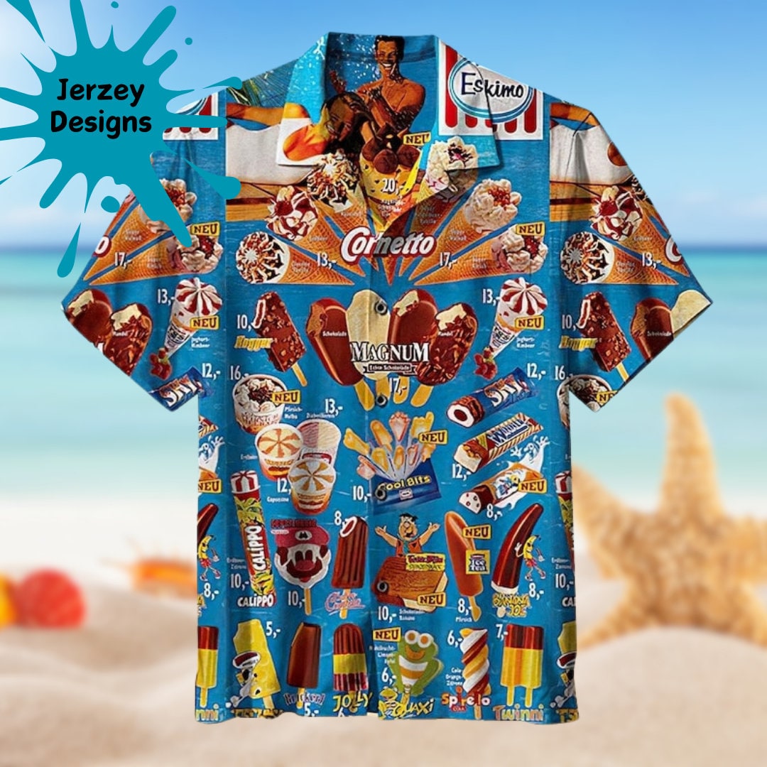 Discover Ice Cream Hawaiian Shirt Print Tropical Summer Beach Gift For Men