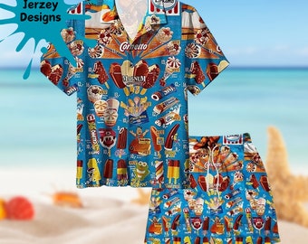 Eis Hawaiihemd und Kurzdruck Tropischer Sommer Strand Geschenk für Männer Jugend Papa Freund Liebhaber Bestes Geschenk für Party Valentinstag Geburtstag