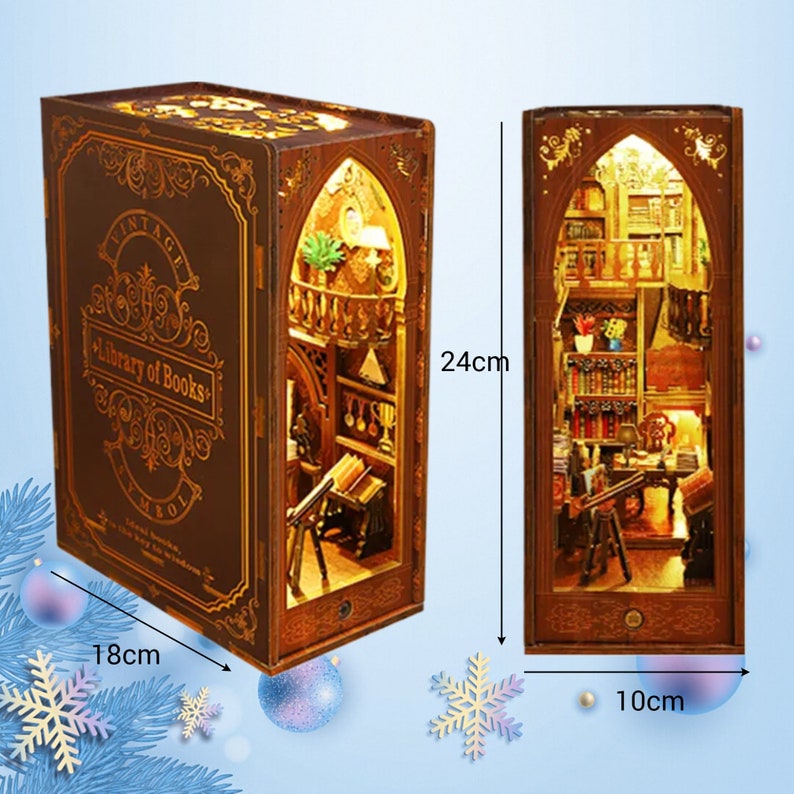 Christmas DIY Bookshelf Building Kits Miniature Bookstore Bookshelf 3D