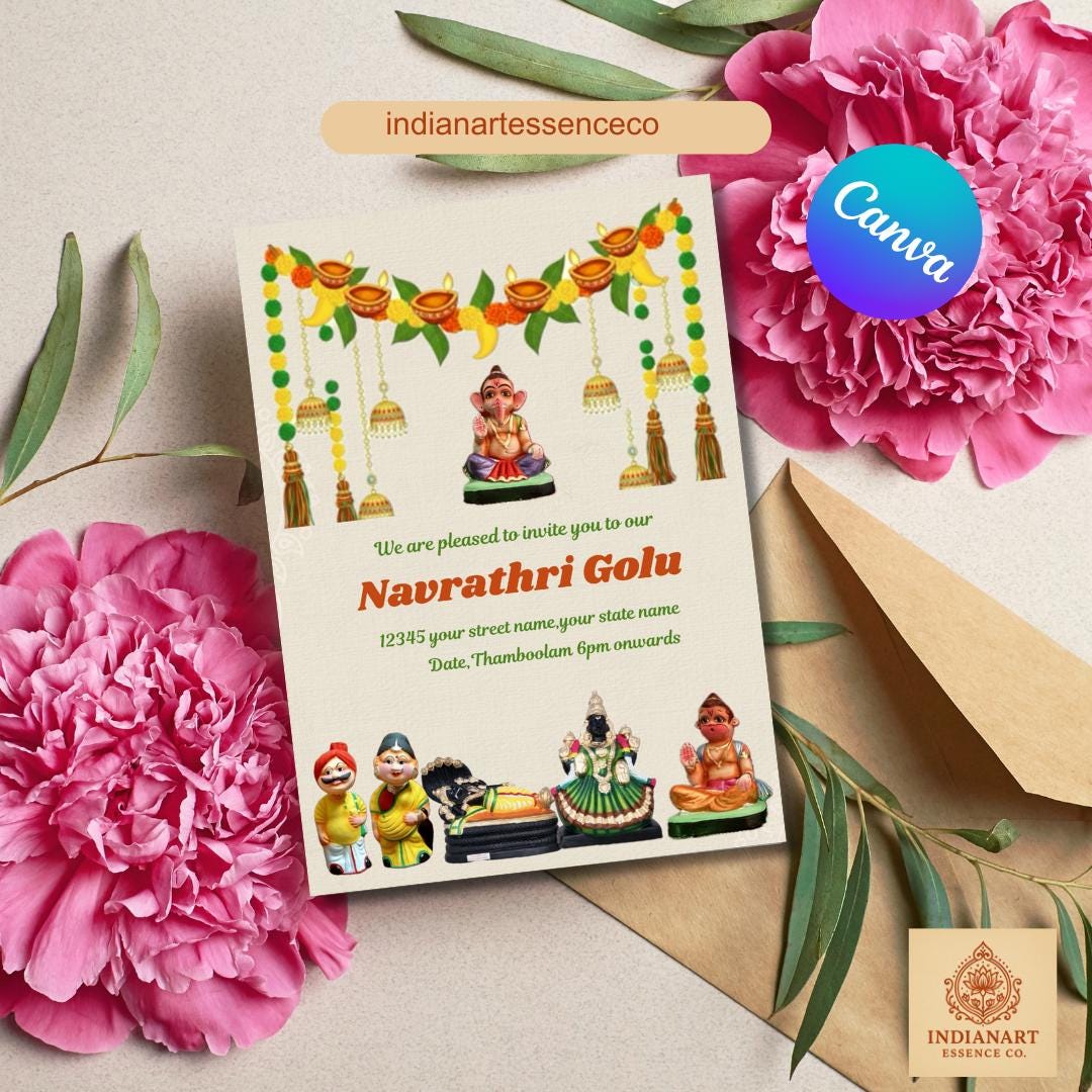 Editable Navratri Golu Invitation Template: Indian Festive E invite