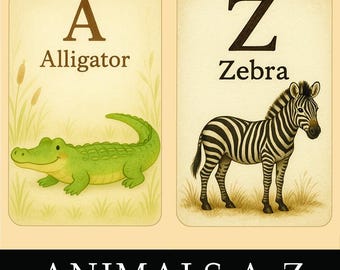 Animal Alphabet Flash Cards | Printable ABC Learning Cards | Digital Download Educational Preschool & Toddler Flashcards