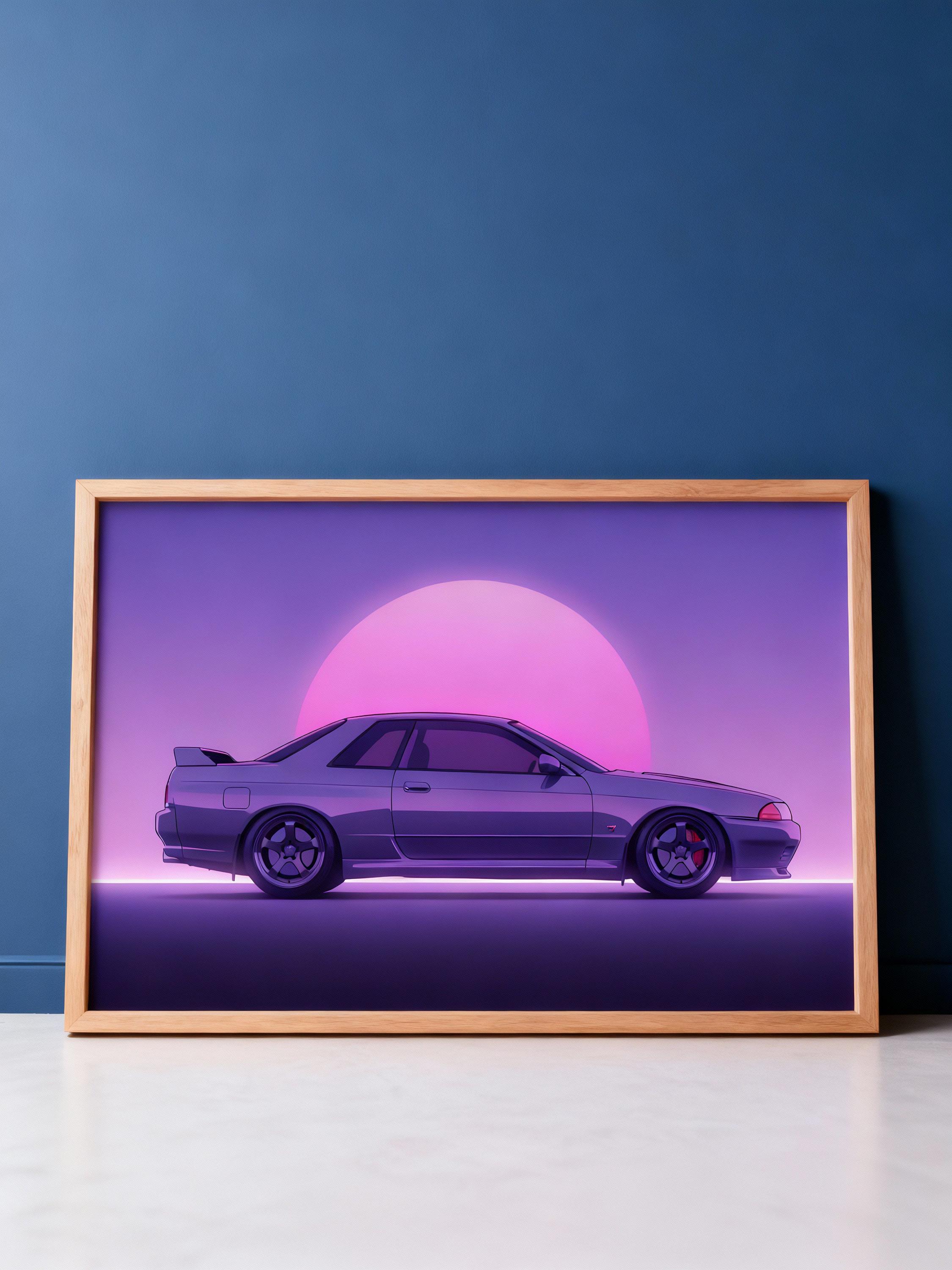 Vintage Nissan Skyline GT-R R32 Poster: Retro Sunset Wall Art Print ...