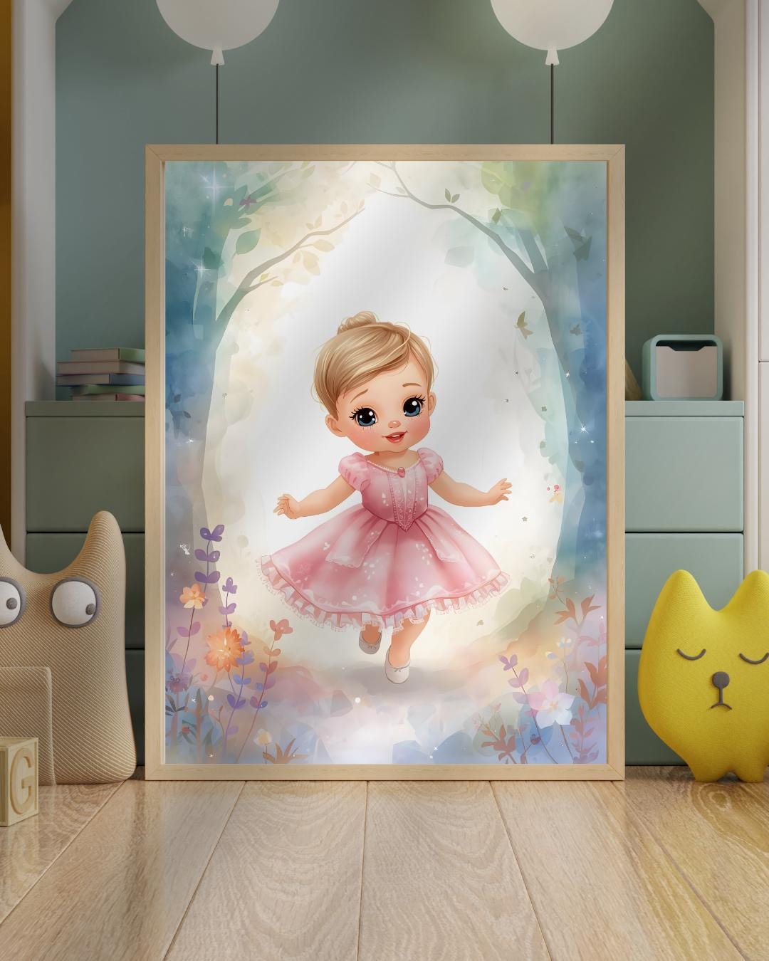 Little Princess in Magical Forest Nursery Poster, Includes Square ...