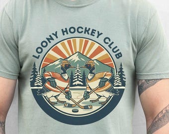 Loony Hockey Club Sweatshirt | Loon Lovers Shirt for Hockey Fans | Canadian Bird | Funny Loon Shirt