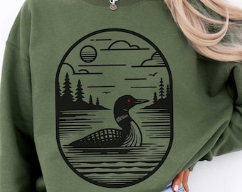 Loon Sweatshirt, Common Loon Unisex Sweater, Loon on a Lake Jumper, Loon-a-tic, Leave Me a Loon, A Little Bit Loony, Gift for Bird Watcher