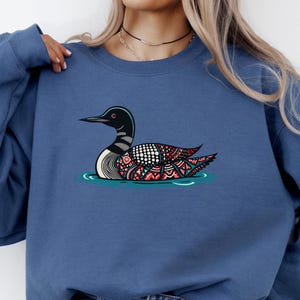 Nordic Folk Art Style Loon Sweatshirt | Scandinavian Styled Common Loon