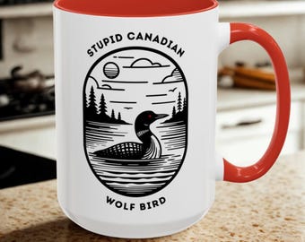 Wolf Bird - Canadian Loon Colorful Accent Mug | 11 oz | 15 oz