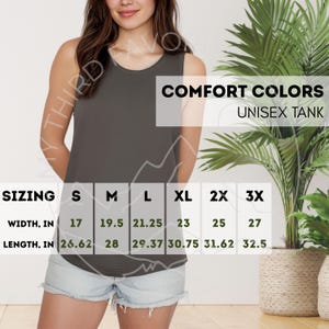 Komfortfarben Tank Top 9360 Größentabelle Bundle, digitaler Download, 2 Komfortfarben Marke Unisex Tank Top Größentabelle, PNG Größentabelle für POD