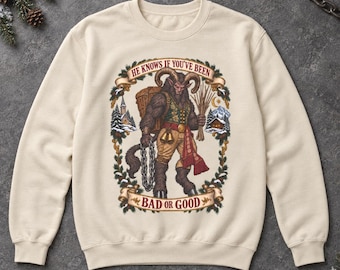 Krampus Sweatshirt | CREEPMAS | Sexy Monster Lover | Dark Folklore Graphic | Alpine Demon Holiday Apparel | Gothic Winter Sweater