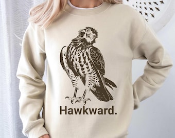 Hawkward Awkward Hawk Sweatshirt, Funny Unisex Bird Pun Sweater, Bird of Prey Crewneck, Gift for Bird Lover, Redtailed Hawk Jumper