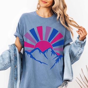 Subtle Bisexual Pride Mountain Shirt, Gay Sapphic Tank Top, Bi Wife Vibes Energy, Subtle Pride Shirt, Sapphic Lesbian Bisexual Pan Pride Tee