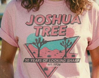 Retro Joshua Tree T-Shirt | 80s Synthwave Desert Tee | Vintage-look 1986 Graphic Tee | Cotton Comfort Colors Shirt | Vaporwave Aesthetic