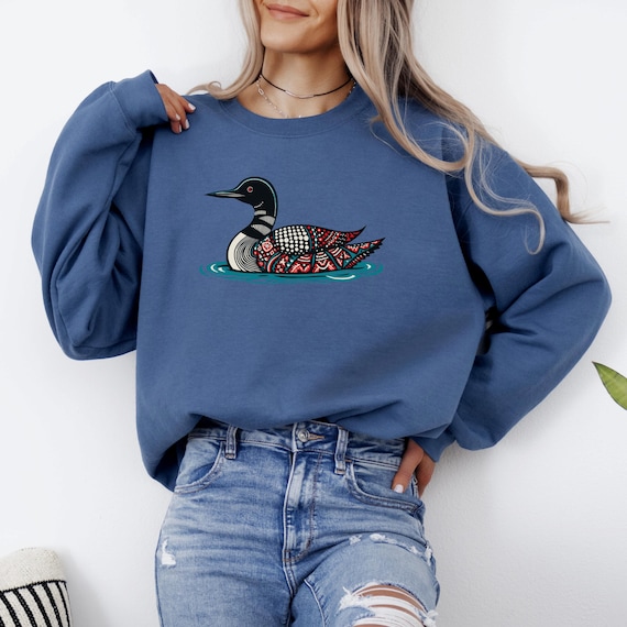 Nordic Folk Art Style Loon Sweatshirt | Scandinavian Styled Common Loon