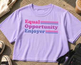Bisexual Pride Shirt, Equal Opportunity Enjoyer Tee, Funny Bi Pride Shirt, Comfort Colors Boxy Tee, Retro LGBTQ Graphic Tee, Cotton Crop Top