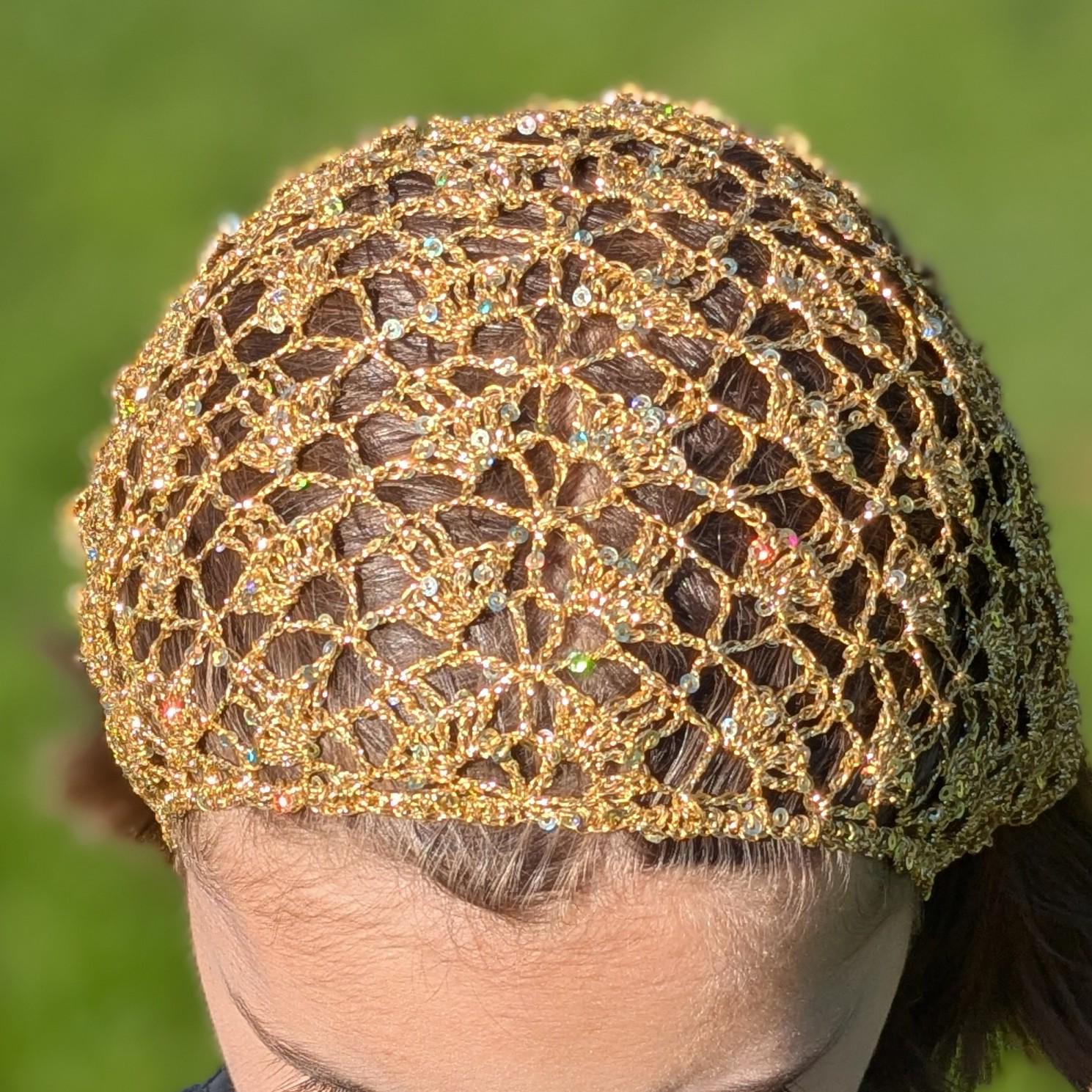 Elegant Sparkle Crochet Headscarf - Black, Taupe, Brown, Gray Crochet Sparkly Head Scarf - Etsy main image 3