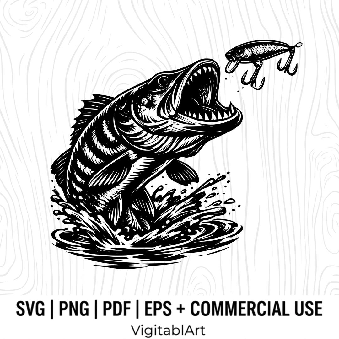 Muskie Chasing Lure Fishing SVG, Musky Vector Clipart (digital Download ...