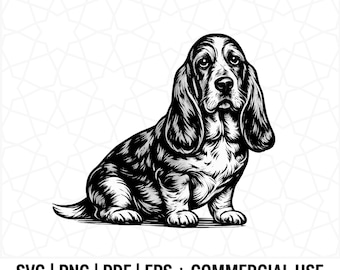 Basset Hound Svg, Dog Peeking Svg for Cricut, Basset Hound Clipart, Silhouettes Dxf, Laser Cut File, Iron On, Vector, Vinyl Shirt Design