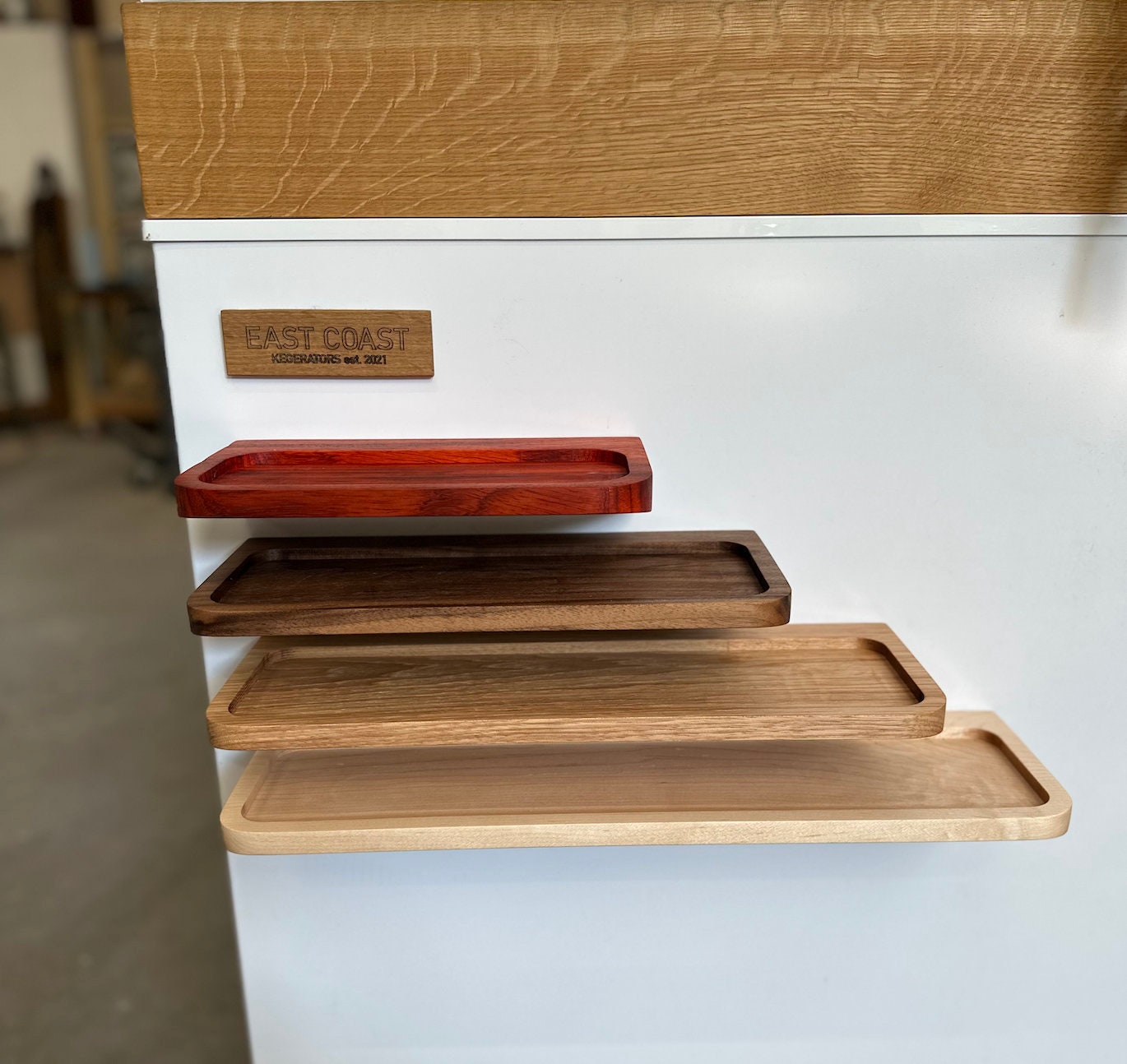 Handcrafted Wood Magnetic Drip Tray for Kegerator - Aaron