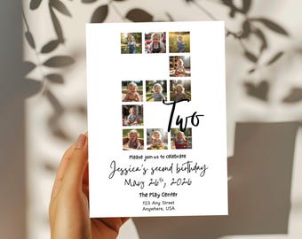 Second Birthday Invitation, Child's Birthday Party Invite-Editable & Printable Template