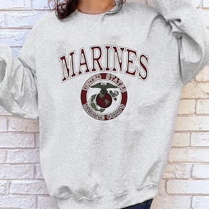 USMC Athletic Marines Military Style Crewneck Sweatshirt - Gray, Officially Licensed, 50/50 Poly/Cotton Blend - View #11