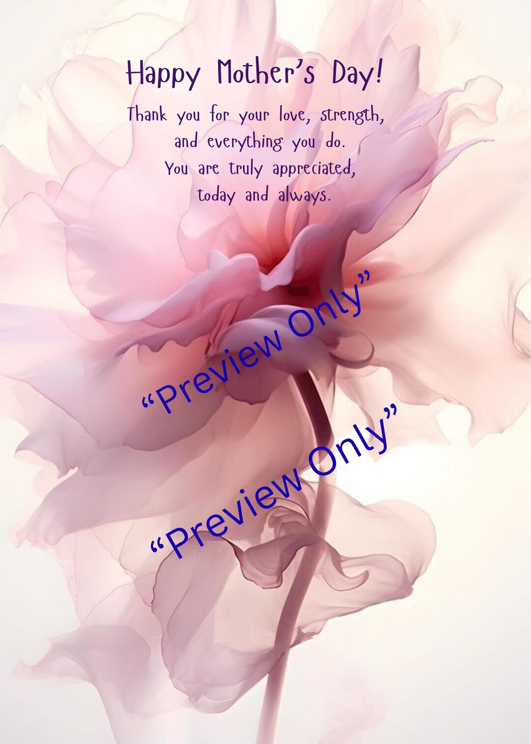 Mother's Day Card Printable | Pink Floral Greeting Card for Mom ...