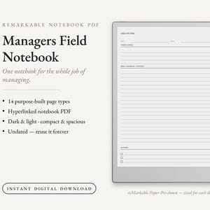 Bloc-notes PDF Manager pour reMarkable : 14 mises en page pour les entretiens individuels, la délégation et les projets