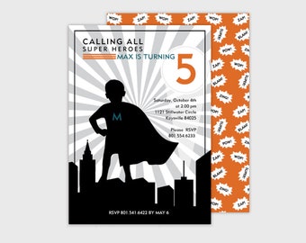Super Hero, Super Boy, Birthday Digital 5x7 Invite, Baby Shower, Printable by Missy VanWagoner