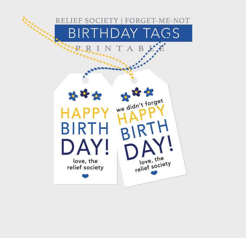 Relief Society Happy Birthday Tags DIY Printable Instant - Etsy